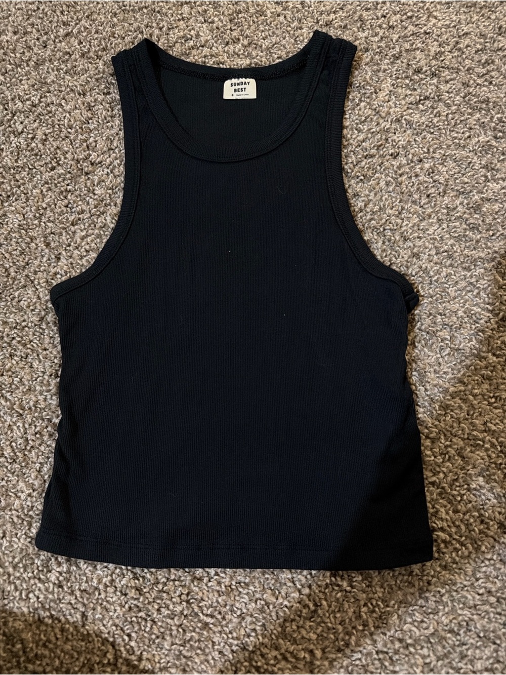 Aritzia Black Ribbed Crop Tank Top